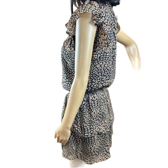 (5for $25) 1.STATE Smocked-Neck Leopard-Print Mini Dress Size Small‎ - Picture 4 of 12